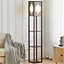 Walnut Window Wooden Floor Lamp with Shelves Units 160 cm