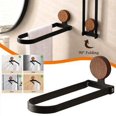 Walnut Wood Bathroom Towel Rack, Bathroom Washbasin Stand, Wall Mounted ...