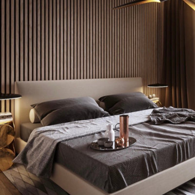 Walnut wood slat wall panel 240cm x 60cm