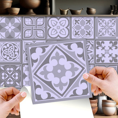 Walplus 24 Pieces 15x15cm Purbeck Stone Peel and Stick Wall Tiles Sticker - Self Adhesive Stick on Tiles for Kitchen