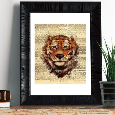 WALPLUS 2in1 Tiger Newspaper Animal Poster Multicoloured
