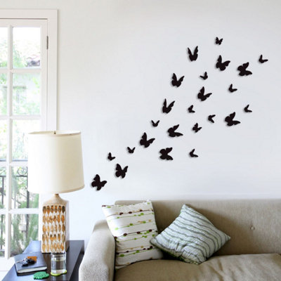 Walplus 3D Butterflies Wall Sticker Art Decoration Decals DIY Home BlackBlackPVC