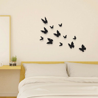 Walplus 3D Butterflies Wall Sticker Art Decoration Decals DIY Home BlackBlackPVC - 3