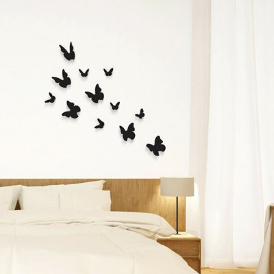 Walplus 3D Butterflies Wall Sticker Art Decoration Decals DIY Home BlackBlackPVC - 4
