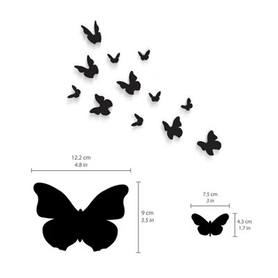 Walplus 3D Butterflies Wall Sticker Art Decoration Decals DIY Home BlackBlackPVC - 6