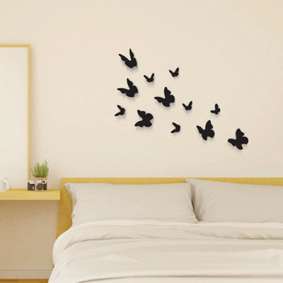 Walplus 3D Butterflies Wall Sticker Art Decoration Decals DIY Home BlackBlackPVC