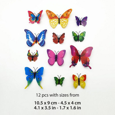 Walplus 3D Butterflies Wall Sticker Art Decoration Decals DIY Home Colourful Multicoloured PVC - 6
