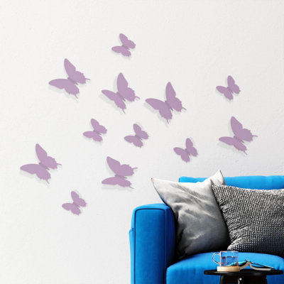 Walplus 3D Butterflies Wall Sticker Art Decoration Decals DIY Home Lavender Purple PVC - 3