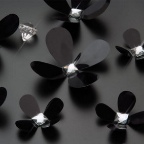 Walplus 3D Luxury Crystal Flowers Wall Stickers - Black 12pcs