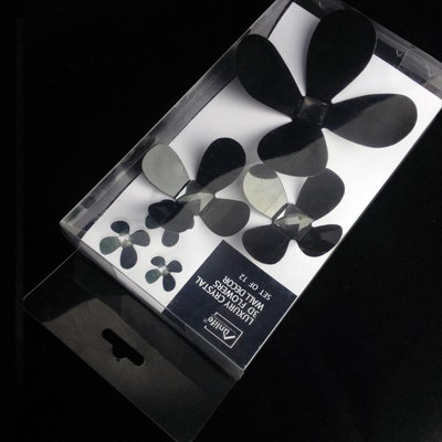 Walplus 3D Luxury Crystal Flowers Wall Stickers - Black 12pcs