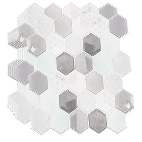 Walplus 3D Tile Stickers Honey Hexa Grey Epoxy