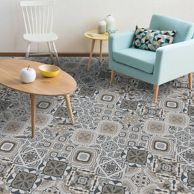 Walplus Abstract Brown Hexagon Floor Tiles Stickers, Home Decorations DIY Art