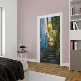 Walplus Alleyway Stairs Door Mural Self-Adhesive Decoration Decals Living Room Diy X 2 Packs
