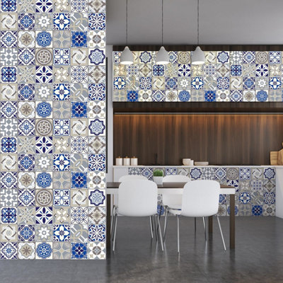 Walplus Anchor Blue and Grey Combo Mix Tile Stickers