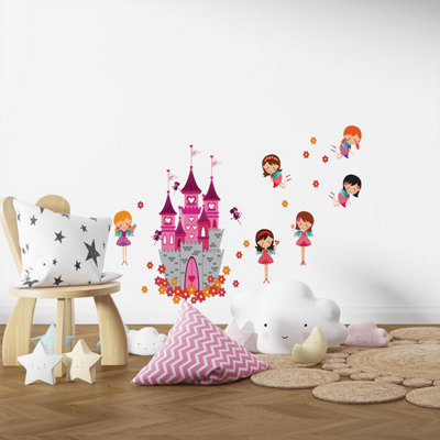 Walplus Angels Castle Kids Sticker PVC Multicoloured