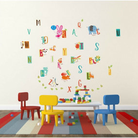 Walplus Animal Alphabet A To Z Kids Sticker PVC Multicoloured