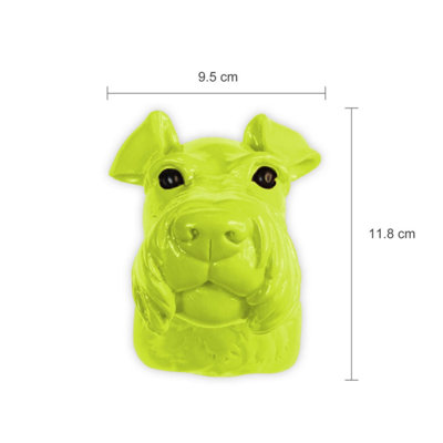 Walplus Animal Head Decoration Wall Art Sculpture - Green Miniature Schnauzer Dog - 4