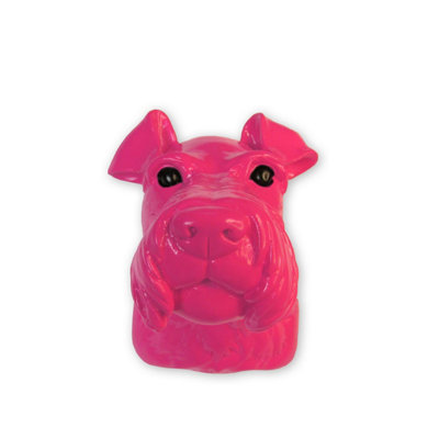 Walplus Animal Head Decoration Wall Art Sculpture - Pink Miniature Schnauzer Dog
