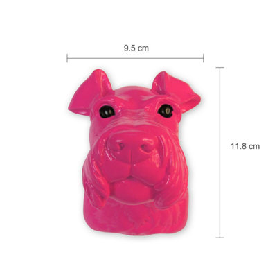 Walplus Animal Head Decoration Wall Art Sculpture - Pink Miniature Schnauzer Dog - 5