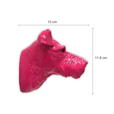 Walplus Animal Head Decoration Wall Art Sculpture - Pink Miniature Schnauzer Dog - 6