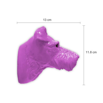 Walplus Animal Head Decoration Wall Art Sculpture - Purple Miniature Schnauzer Dog - 5