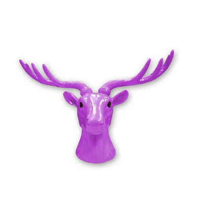 Walplus Animal Head Home Interior Decoration Wall Art Sculpture - Purple Deer