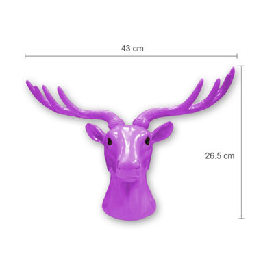 Walplus Animal Head Home Interior Decoration Wall Art Sculpture - Purple Deer - 4