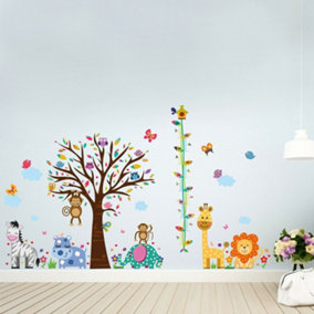 Walplus Animal Zoo, Height Chart, Butterfly, Colourful, Tall, Wall Decor, Nursery, Baby Kids Sticker PVC Multicoloured