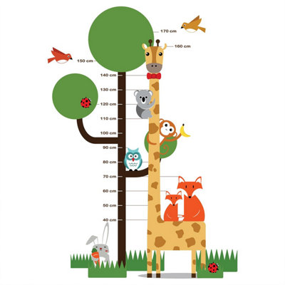 Walplus Animals Kids Measurment Zoo Children Nursery Wall Stickers Decal Mural 130X188Cm Kids Sticker PVC Multicoloured - 5