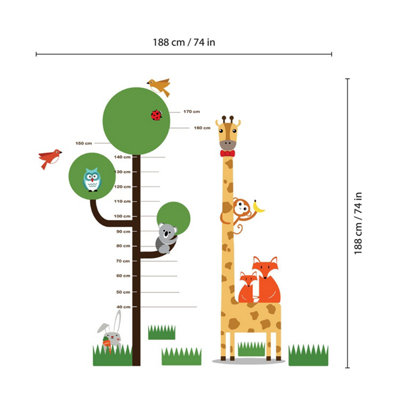Walplus Animals Kids Measurment Zoo Children Nursery Wall Stickers Decal Mural 130X188Cm Kids Sticker PVC Multicoloured - 6