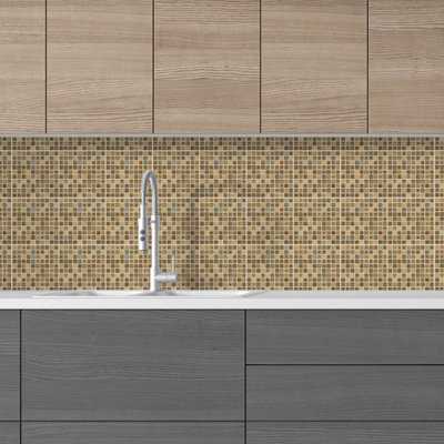 Walplus Antique Brown Azulejo Peel and Stick Wall Tiles Sticker - 24Pcs Self Adhesive Stick on Tiles for Kitchen 15x15cm