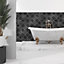 Walplus Arabic Black and Silver Wall Metallic Tile Sticker Set 24Pcs