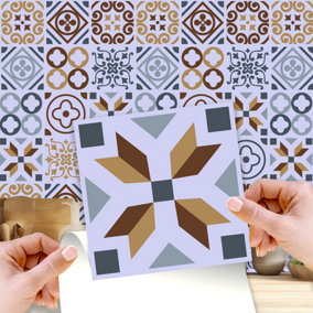 Walplus  Azulejo Peel and Stick Wall Tiles Sticker - 24Pcs 15x15cm Self Adhesive Stick on Tiles for Kitchen