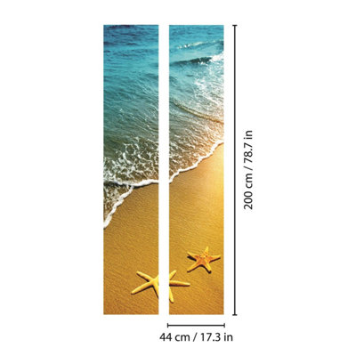 Walplus Beach Door Mural Self Adhesive Decoration Decals Living Room Diy X 2 Packs Diy At Bandq