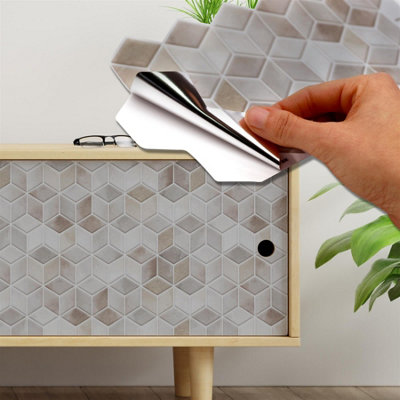 Walplus Beige Stone Hexacube Tile Stickers 2D Multipack 36Pcs Price Comparisons | Compare The Build
