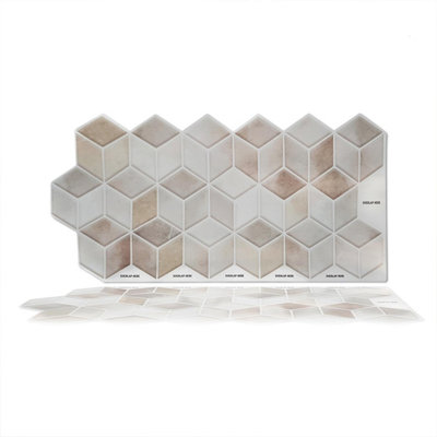 Walplus Beige Stone Hexacube Tile Stickers 2D Multipack 36Pcs