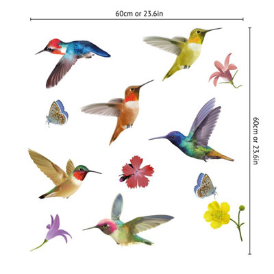 Walplus Big Hummingbirds Windows Clings - 12Pcs - 5