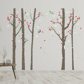 Walplus Birch Tree Forest with Swarovski Crystals Wall Sticker Art DIY Decal