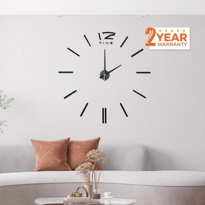 Walplus Black 3D Giant Wall Clock