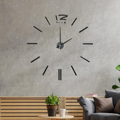 Walplus Black 3D Giant Wall Clock - 3