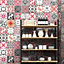 Walplus Black and Red Vintage Azulejo Combo Mix Tile Stickers