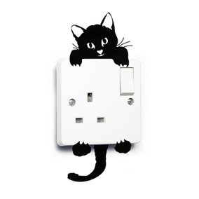 Walplus Black Cat Switch Sticker Kids Sticker PVC Black