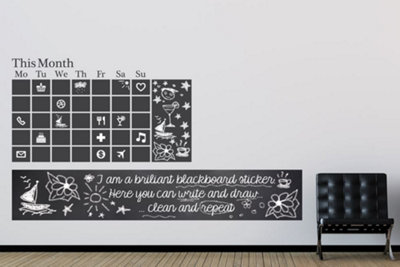 Walplus Blackboard Chalkboard - Chalkboard Calendar Black Self-Adhesive Decal Wall Sticker