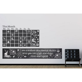 Walplus Blackboard Chalkboard - Chalkboard Calendar Black Self-Adhesive Decal Wall Sticker