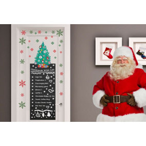 Walplus Blackboard Colourful Snowflakes and Christmas Tree Stickers, Xmas Art, DIY Art,