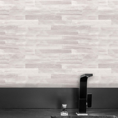 Walplus Bleached White Wood Planks Wall Mural Seamless Stickers Set