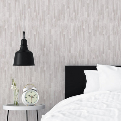 Walplus Bleached White Wood Planks Wall Mural Seamless Stickers Set
