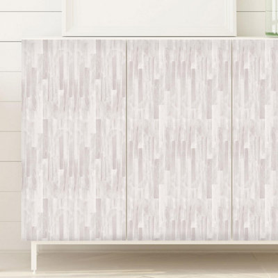 Walplus Bleached White Wood Planks Wall Mural Seamless Stickers Set - 3