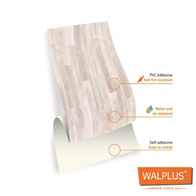 Walplus Bleached White Wood Planks Wall Mural Seamless Stickers Set - 6