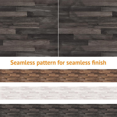 Walplus Bleached White Wood Planks Wall Mural Seamless Stickers Set - 7
